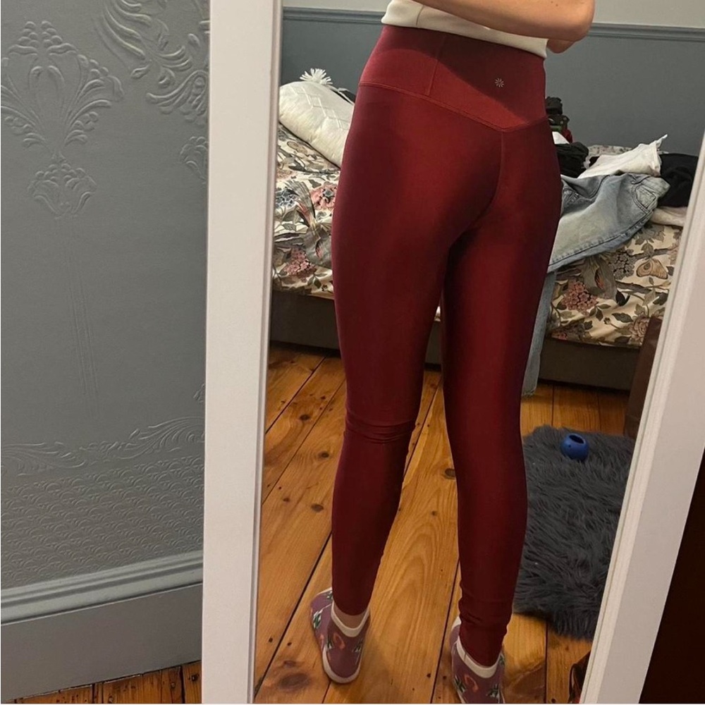 Athleta Shiny Burgundy Leggings